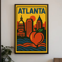 Atlanta Skyline And Peach Poster