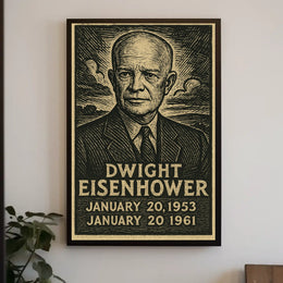 Dwight Eisenhower Vintage Linocut Portrait Poster