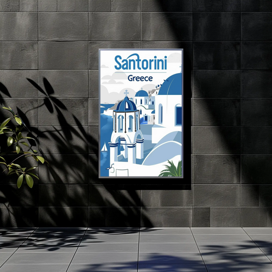 Santorini, Greece Vintage Style Poster