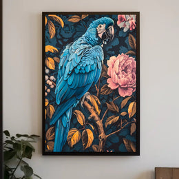 Vibrant Parrot Floral Paradise Poster Art