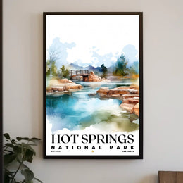 Hot Springs Watercolor Wall Art Poster