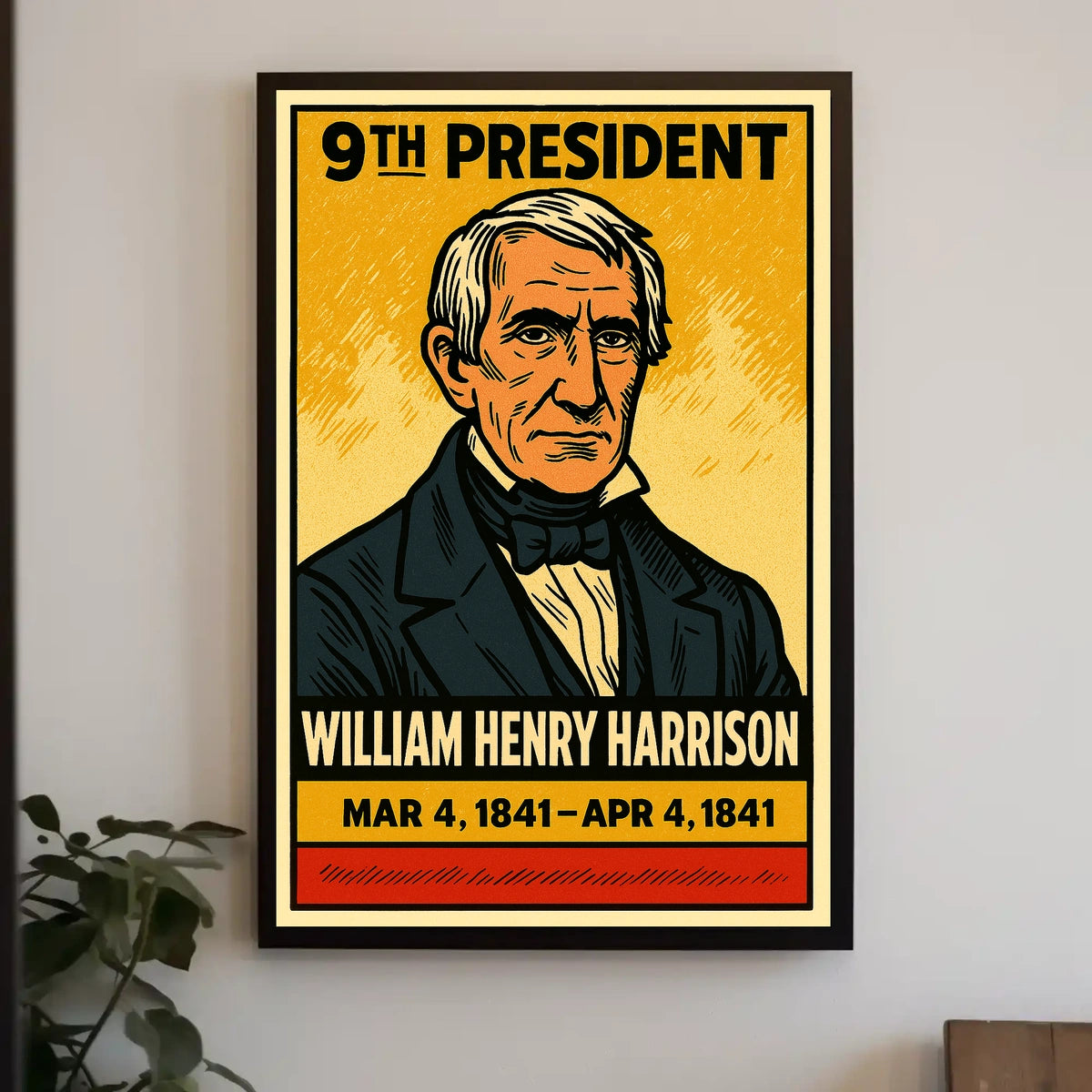 William Henry Harrison 9th President of the United States Inked Comic Style Poster
