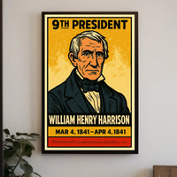 William Henry Harrison 9th President of the United States Inked Comic Style Poster