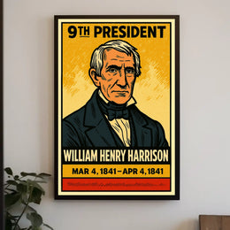 William Henry Harrison 9th President of the United States Inked Comic Style Poster