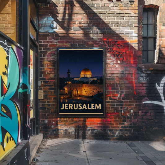 Jerusalem Dome Western Wall Night Sky Poster Poster