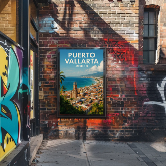 Puerto Vallarta Mexico Aerial Beach View Travel Poster