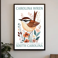 Carolina Wren Nature Poster: Modern Wildlife Art