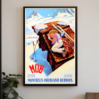 Montreux-Oberland Bernois Swiss Skiing Poster