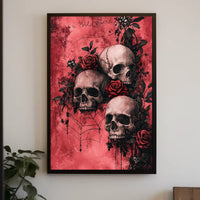 Gothic Skull and Rose Art Print - Artistic Poster