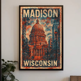 Madison Capitol Vintage Travel Poster