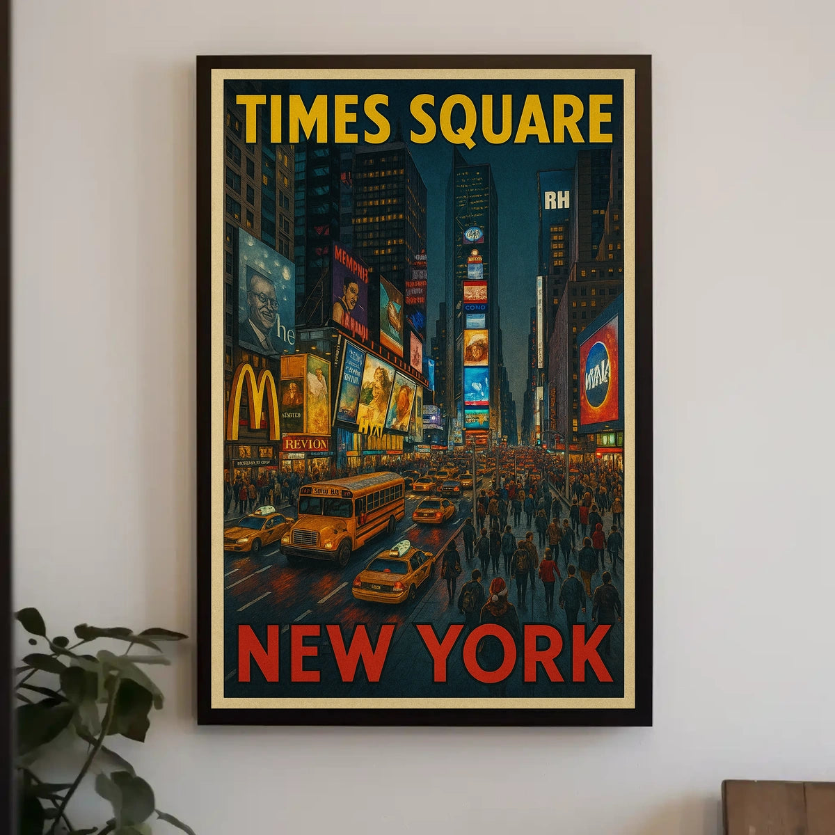 Times Square New York Poster Modern City Lights Wall Art