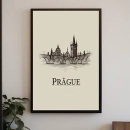 Prague Skyline Illustration Poster