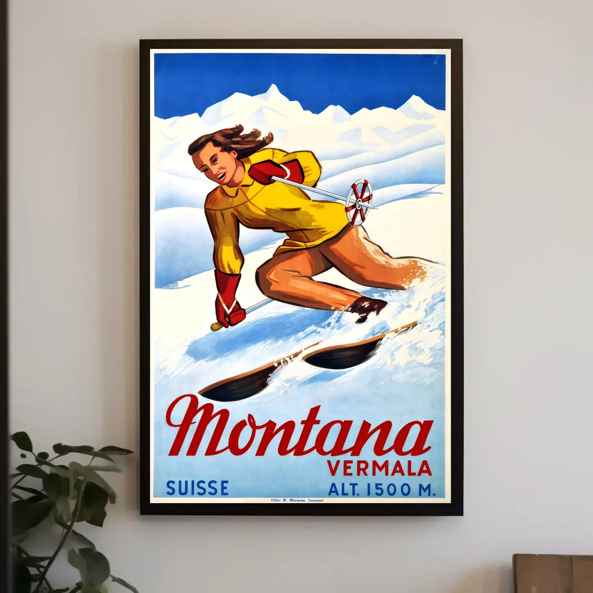 Skiing In Montana Vermala Poster