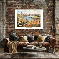 Vibrant Dublin Flower Market Impressionistic Urban or Cityscape Poster
