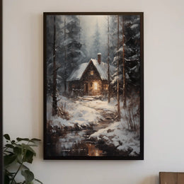Winter Cabin Retreat Poster