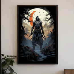 Shadow of the Samurai Poster Under the Eerie Glow Wall Art