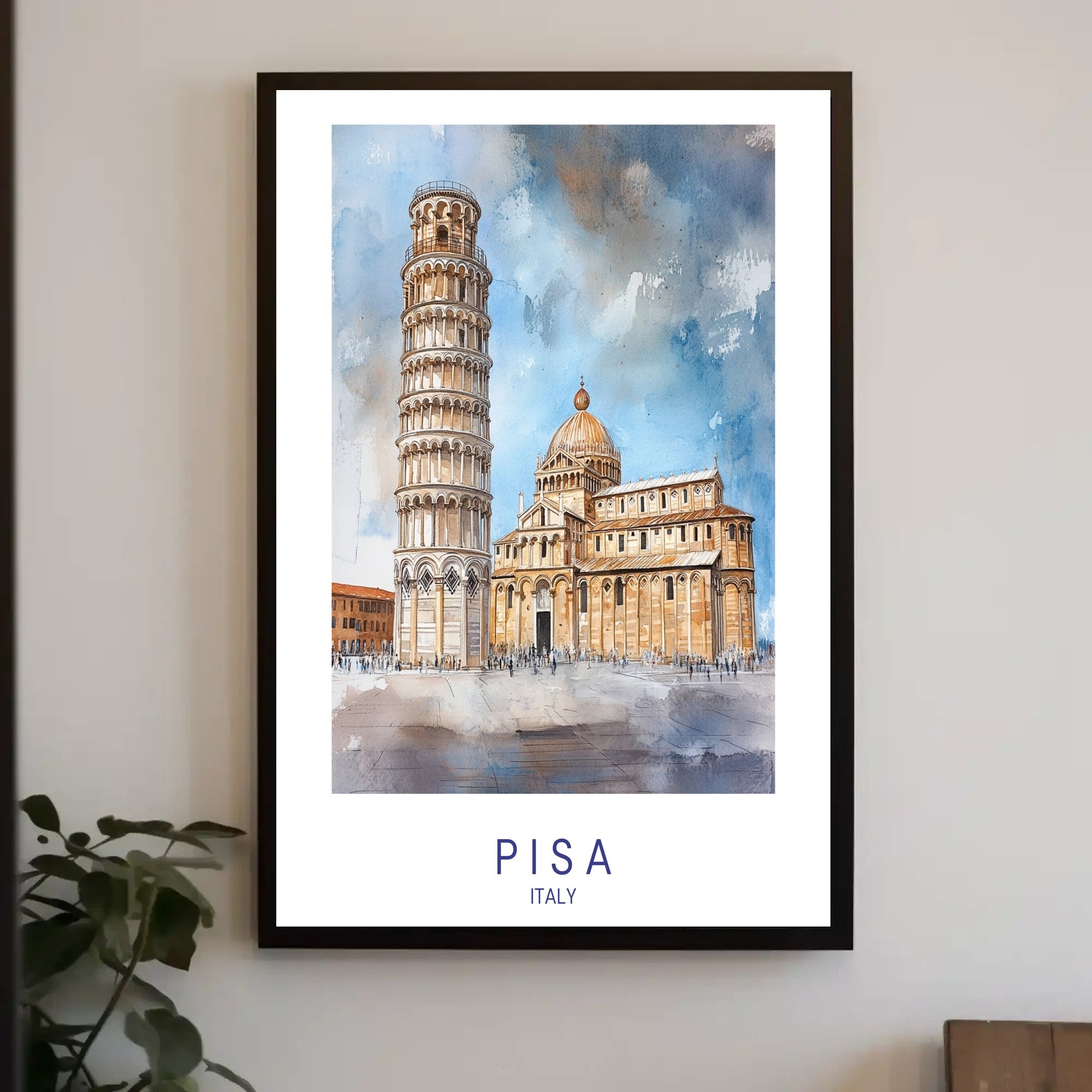 Leaning Tower of Pisa Watercolor Travel Poster PosterGoat