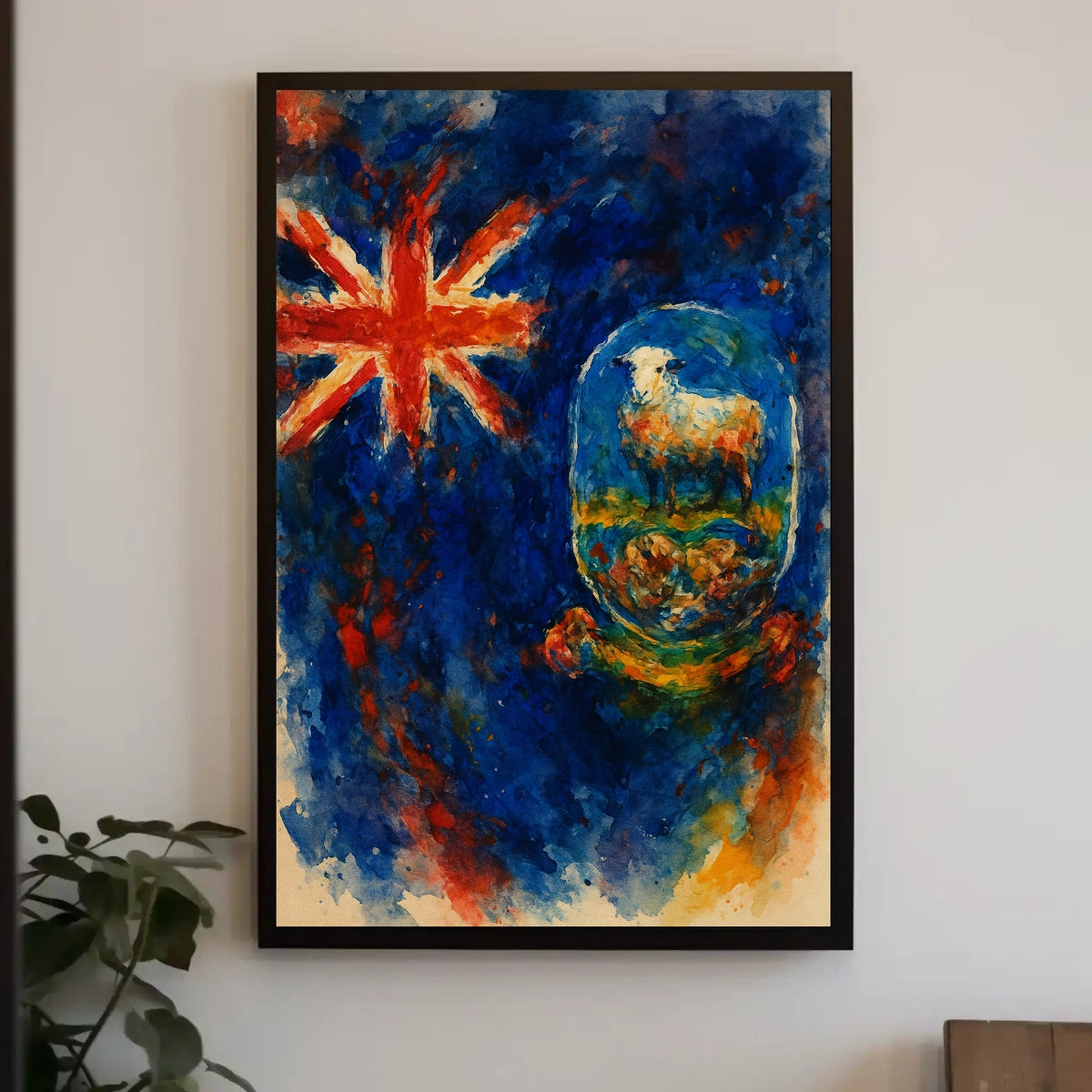 Union Jack And Sheep In Watercolor Poster