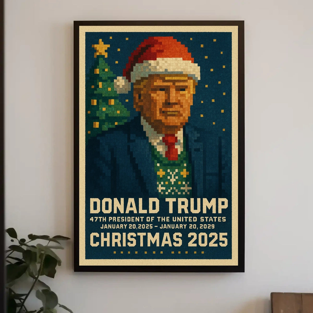 Pixelated Festive Style Art: Pop Culture Poster
