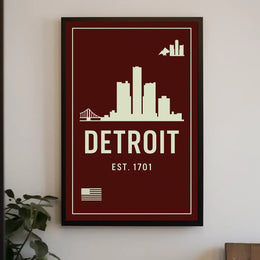 Detroit Skyline Est. 1701 Poster PosterGoat