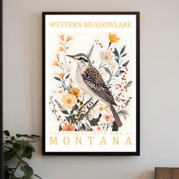 Western Meadowlark Montana State Bird Art Poster