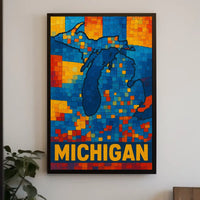 Mosaic Map of Michigan Poster