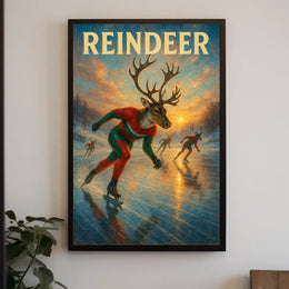 Reindeer Ice Skating Extravaganza Fantasy or Mythology Poster