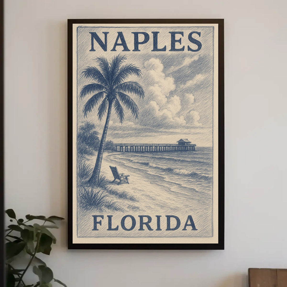 Naples Florida Poster Wall Art 18x24 Gulf Coast Beach Town