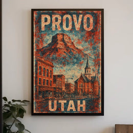 Provo Cityscape Vintage Utah Travel Collectors Poster