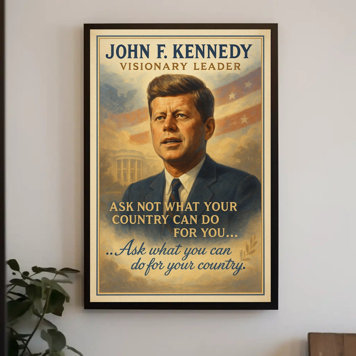 John F. Kennedy Inspirational Leadership Poster Print