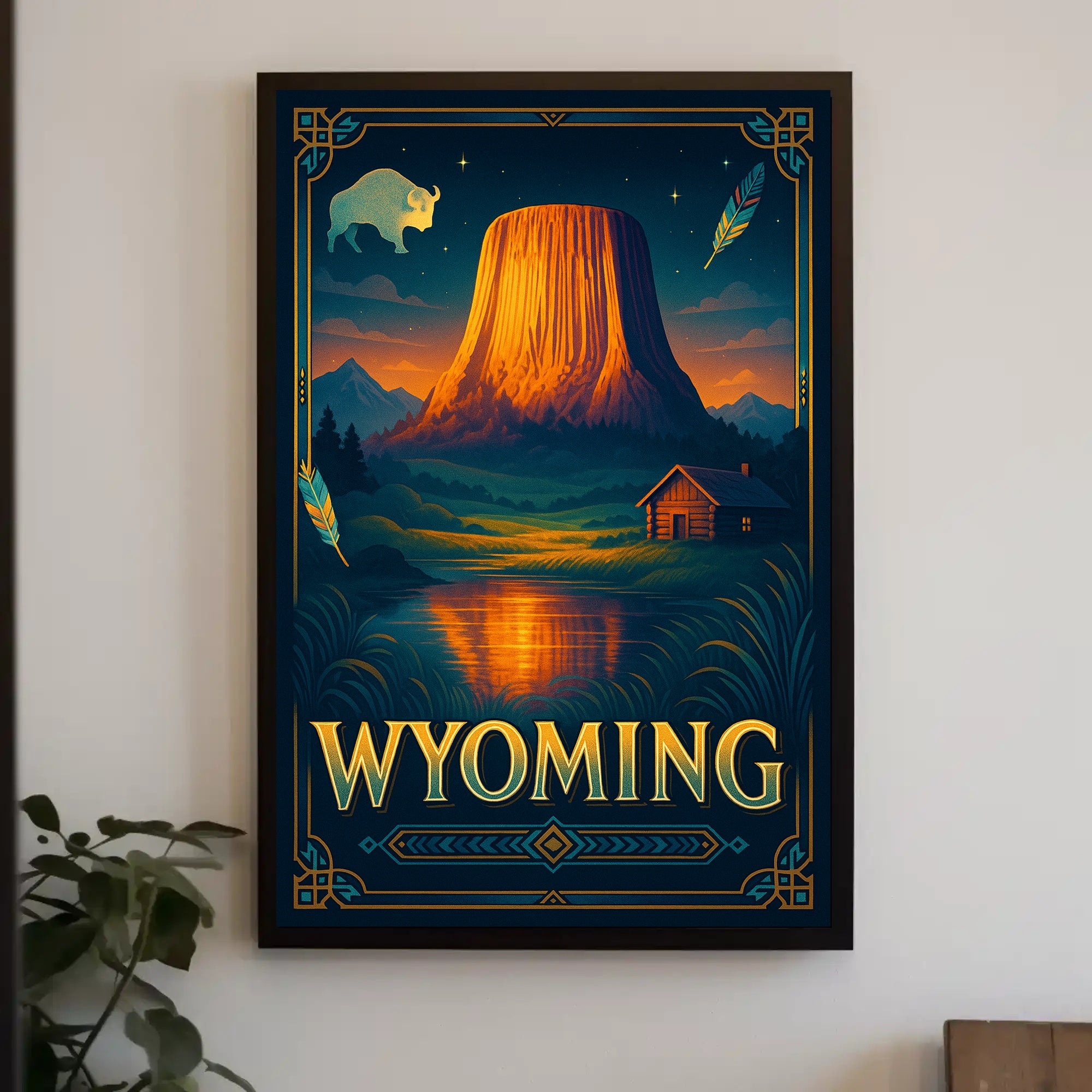 Wyoming Wilderness Poster Rustic Landscape Wall Art