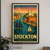 Port of Stockton Vintage Art Travel Poster