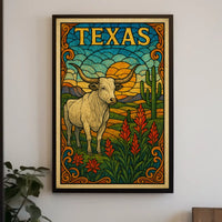 Texas Stained Glass Landscape Poster