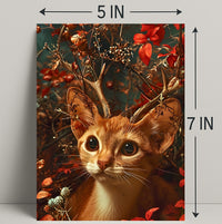Whimsical Cat Antler Enchantment Fantasy or Mythology Poster