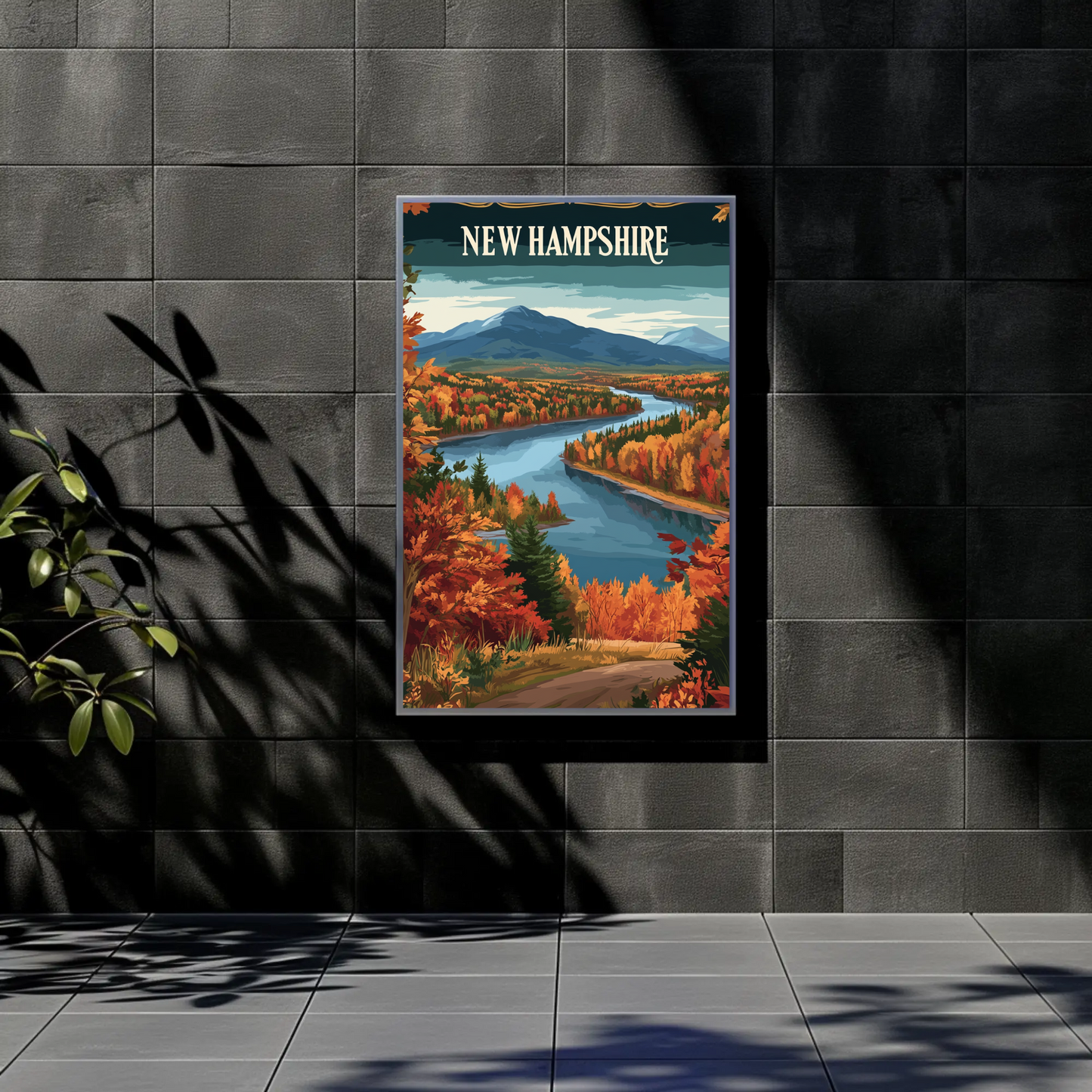 New Hampshire Autumn Vintage Style Poster