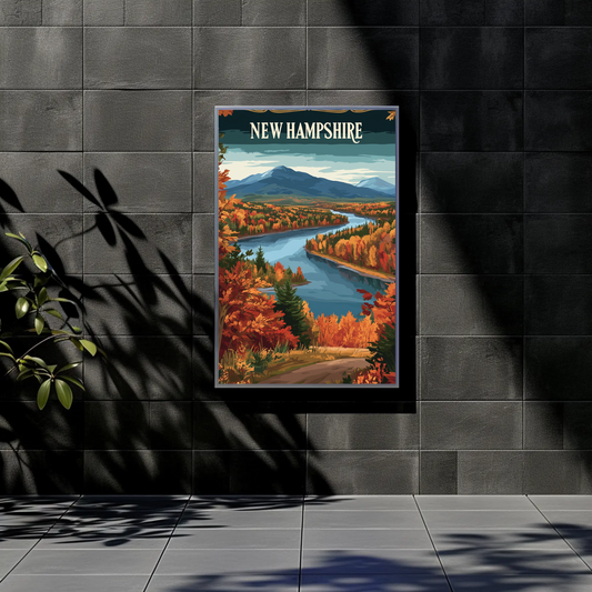 New Hampshire Autumn Vintage Style Poster
