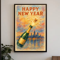 Happy New Year Celebration Urban Cityscape Poster