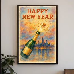 Happy New Year Celebration Urban Cityscape Poster