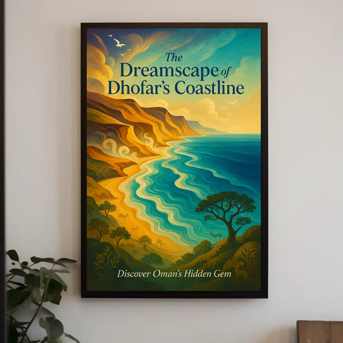 Dhofar Coastal Beauty: Abstract Art Travel Poster