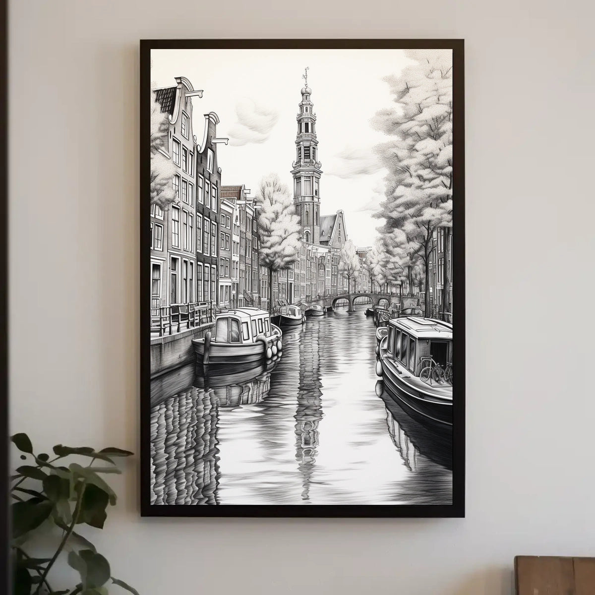 Amsterdam Canal Scene Classic Travel Poster