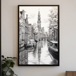 Amsterdam Canal Scene Classic Travel Poster