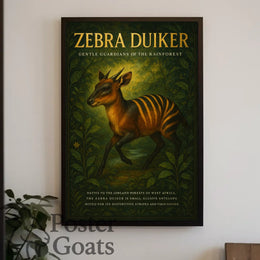 Zebra Duiker Rainforest Illustration Animal Poster