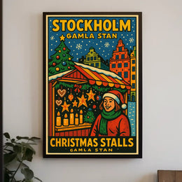 Stockholm Christmas Stalls Poster