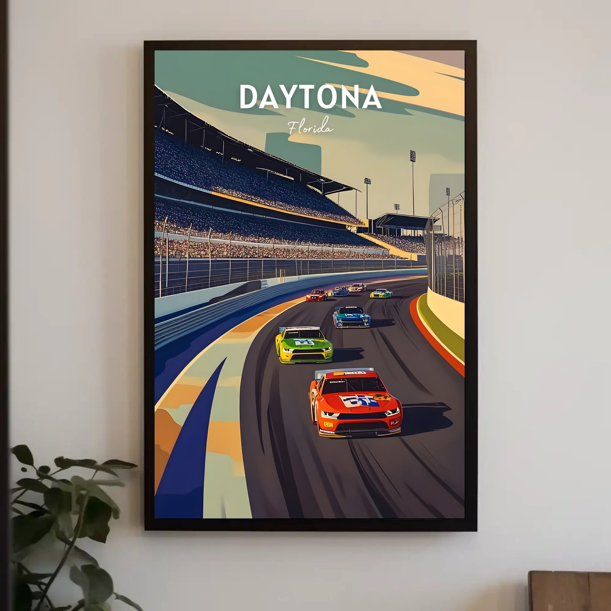 DAYTONA Florida Stock Cars Racing Sports Poster