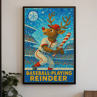 Baseball-Playing Reindeer Poster