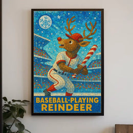 Baseball-Playing Reindeer Poster