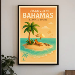 Bahamas Tropical Paradise Vintage Travel Poster