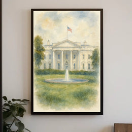 The White House in Watercolor Poster