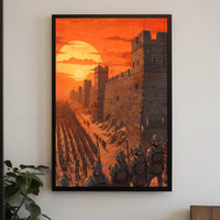 Medieval Army Marching at Sunset Epic Poster