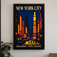 Stylized New York Urban Energy: Times Square Travel Poster